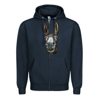 Navy Donkey  Face Zipper Hoodie - LillyAllenDesigns