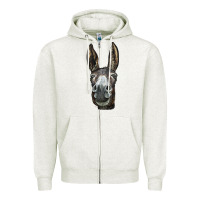 Oatmeal Heather Donkey  Face Zipper Hoodie - LillyAllenDesigns