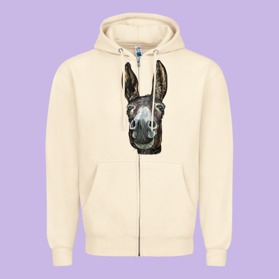 Donkey  Face Zipper Hoodie Designed By Lillyallendesigns