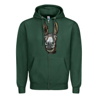 Sports Green Donkey  Face Zipper Hoodie - LillyAllenDesigns