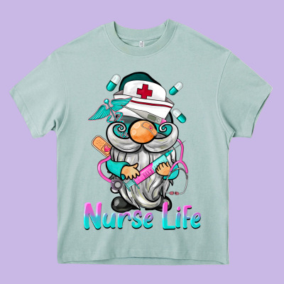 Nurse Life  Gnome Heavy Core Tee Designed By Barkaloodesign
