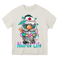 Cream nurse life  gnome Heavy Core Tee - BarkalooDesign