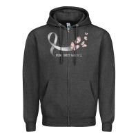 Charcoal Heather pretty white ribbon support lung cancer awareness t shirt Zipper Hoodie - Craftify