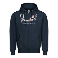 Navy pretty white ribbon support lung cancer awareness t shirt Zipper Hoodie - Craftify