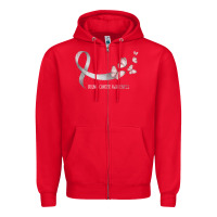 Red pretty white ribbon support lung cancer awareness t shirt Zipper Hoodie - Craftify