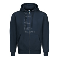 Navy i'm  going to  hell in  every  religion Zipper Hoodie - Craftify