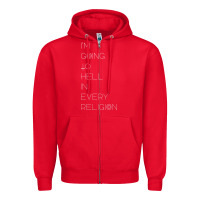 Red i'm  going to  hell in  every  religion Zipper Hoodie - Craftify