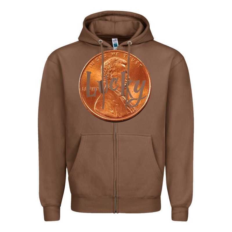 Cute Good Luck Gift - Lucky Penny Zipper Hoodie by Craftify | Teevron