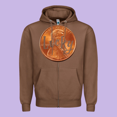 Cute Good Luck Gift - Lucky Penny Zipper Hoodie Designed By Craftify