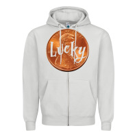Dove Grey Cute Good Luck Gift - Lucky Penny Zipper Hoodie - Craftify