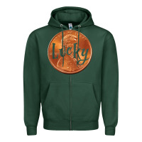 Sports Green Cute Good Luck Gift - Lucky Penny Zipper Hoodie - Craftify