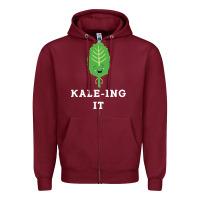 Burgundy kaleing it kale art for vegans vegetarians Zipper Hoodie - Craftify