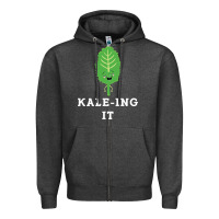 Charcoal Heather kaleing it kale art for vegans vegetarians Zipper Hoodie - Craftify