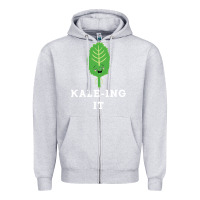 Heather Grey kaleing it kale art for vegans vegetarians Zipper Hoodie - Craftify