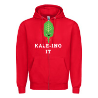 Red kaleing it kale art for vegans vegetarians Zipper Hoodie - Craftify