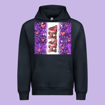 Purple Leopard Pink Mama Hearts Urban Hoodie Designed By Adodesignshop