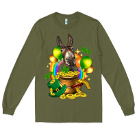 Army Green St. Patrick's Donkey with balloon Long Sleeve Tee - HowdyJamesFarm