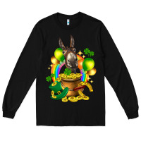 Black St. Patrick's Donkey with balloon Long Sleeve Tee - HowdyJamesFarm