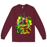 Burgundy St. Patrick's Donkey with balloon Long Sleeve Tee - HowdyJamesFarm