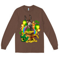 Chestnut St. Patrick's Donkey with balloon Long Sleeve Tee - HowdyJamesFarm