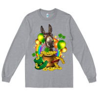 Heather Grey St. Patrick's Donkey with balloon Long Sleeve Tee - HowdyJamesFarm