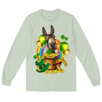 Matcha St. Patrick's Donkey with balloon Long Sleeve Tee - HowdyJamesFarm