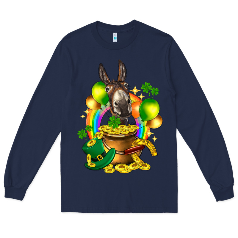 St. Patrick's Donkey With Balloon Long Sleeve Tee by HowdyJamesFarm | Teevron