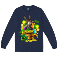 Navy St. Patrick's Donkey with balloon Long Sleeve Tee - HowdyJamesFarm