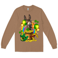 Toasted Coconut St. Patrick's Donkey with balloon Long Sleeve Tee - HowdyJamesFarm
