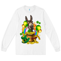 White St. Patrick's Donkey with balloon Long Sleeve Tee - HowdyJamesFarm