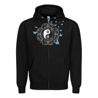 Black yin yang with butterflies ancient chinese yin yang Zipper Hoodie - Craftify
