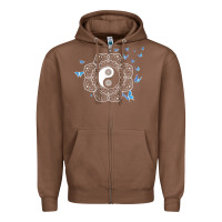 Chestnut yin yang with butterflies ancient chinese yin yang Zipper Hoodie - Craftify