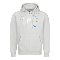 Dove Grey yin yang with butterflies ancient chinese yin yang Zipper Hoodie - Craftify