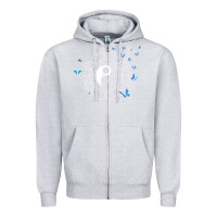 Heather Grey yin yang with butterflies ancient chinese yin yang Zipper Hoodie - Craftify