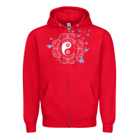 Yin Yang With Butterflies Ancient Chinese Yin Yang Zipper Hoodie | Teevron