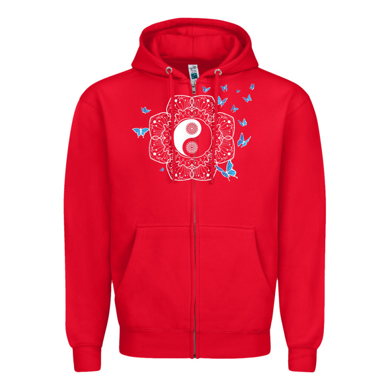 Yin Yang With Butterflies Ancient Chinese Yin Yang Zipper Hoodie by Craftify | Teevron