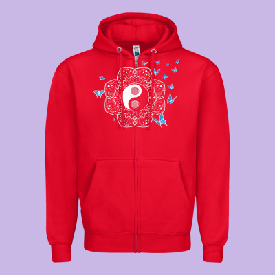 Yin Yang With Butterflies Ancient Chinese Yin Yang Zipper Hoodie Designed By Craftify