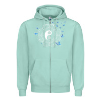 Seafoam yin yang with butterflies ancient chinese yin yang Zipper Hoodie - Craftify