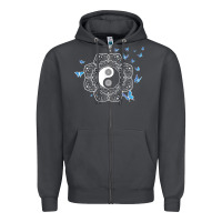Smoke yin yang with butterflies ancient chinese yin yang Zipper Hoodie - Craftify