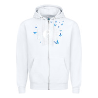 White yin yang with butterflies ancient chinese yin yang Zipper Hoodie - Craftify