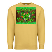 Antique Gold st.patricks heart shamrocks glitter Premium Sweatshirt - BarkalooDesign