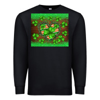 Black st.patricks heart shamrocks glitter Premium Sweatshirt - BarkalooDesign