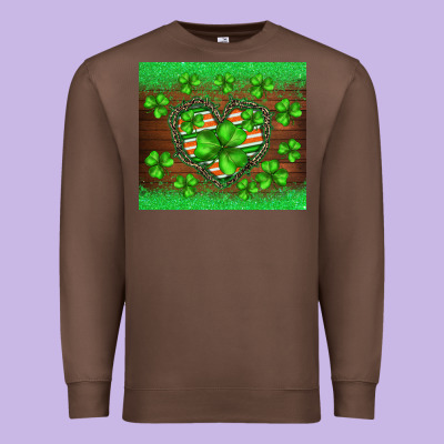 St.patricks Heart Shamrocks Glitter Premium Sweatshirt Designed By Barkaloodesign