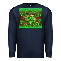 Navy st.patricks heart shamrocks glitter Premium Sweatshirt - BarkalooDesign