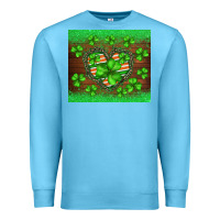 Ocean Blue st.patricks heart shamrocks glitter Premium Sweatshirt - BarkalooDesign