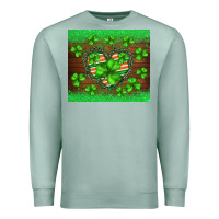Seafoam st.patricks heart shamrocks glitter Premium Sweatshirt - BarkalooDesign