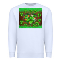 White st.patricks heart shamrocks glitter Premium Sweatshirt - BarkalooDesign
