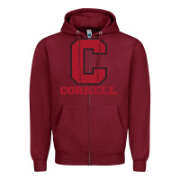 Burgundy cornell big red Zipper Hoodie - Craftify