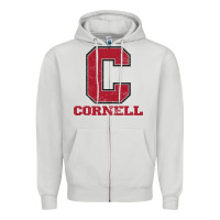 Dove Grey cornell big red Zipper Hoodie - Craftify