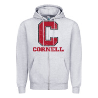 Heather Grey cornell big red Zipper Hoodie - Craftify